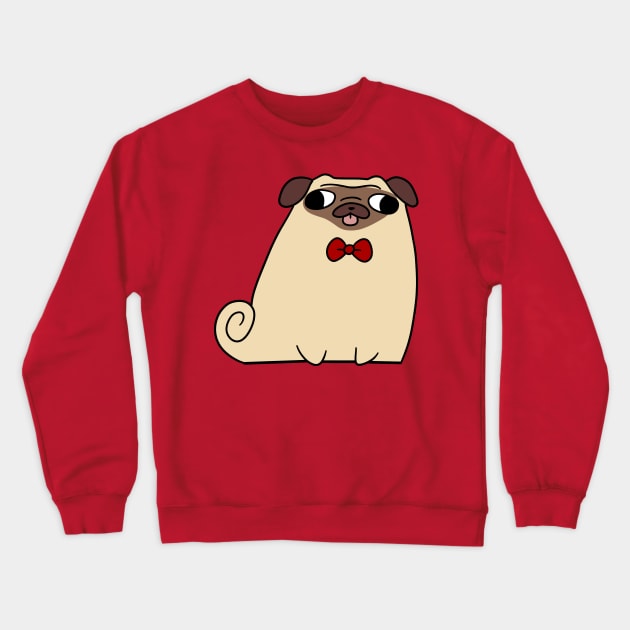 Red Bow Tie Pug Crewneck Sweatshirt by saradaboru